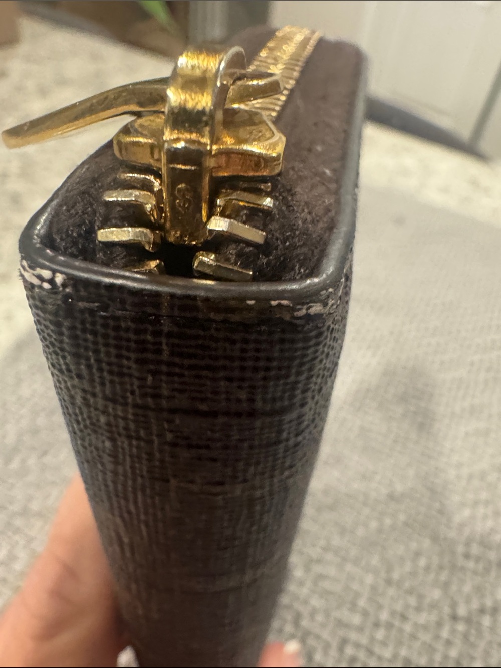 Saint Laurent Brown Wallet with Gold Monogram Zip - Picture 12 of 13